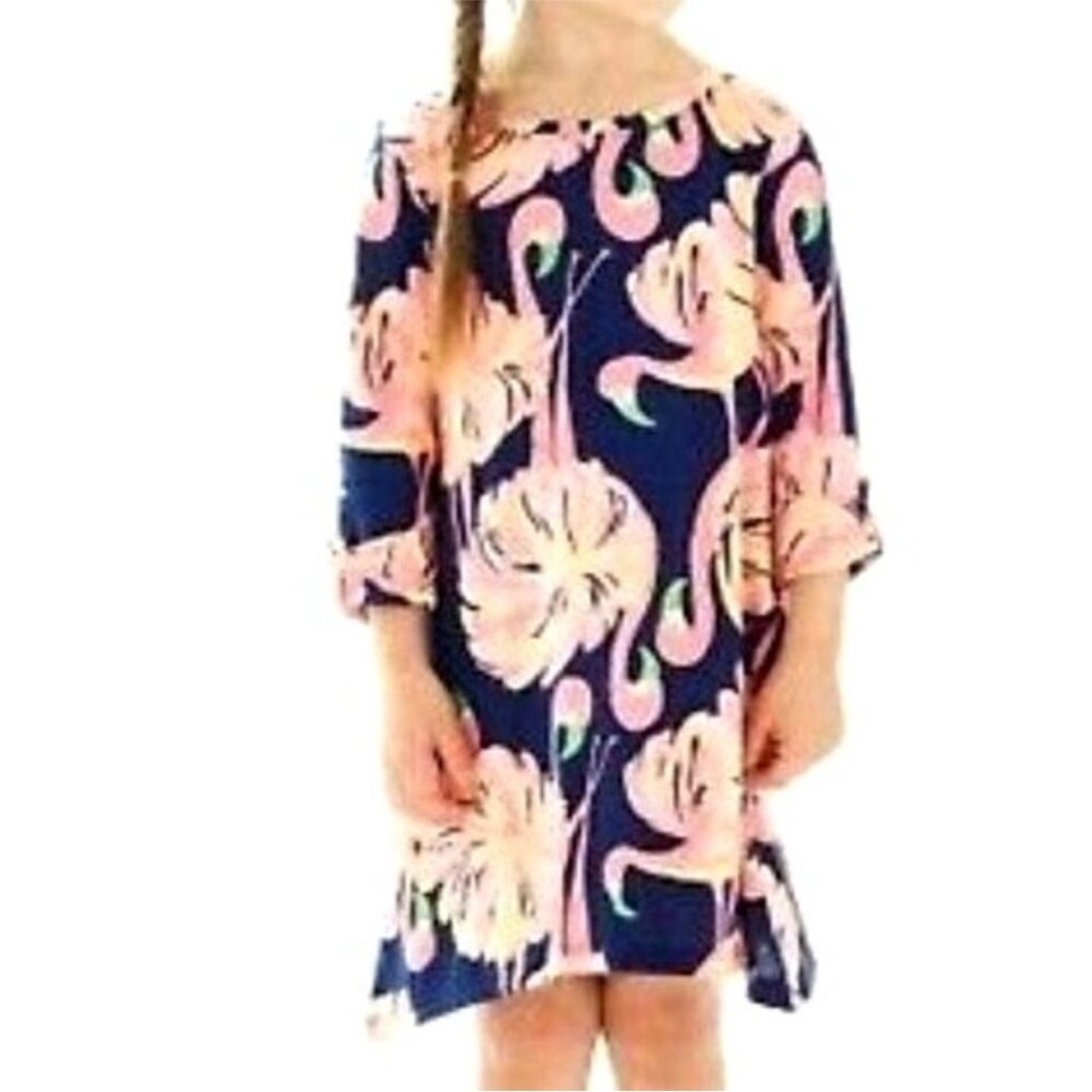 Lilly Pulitzer Girls Mini Edna Dress in Gimme Some Flamingo Leg Print Sz L 8-10